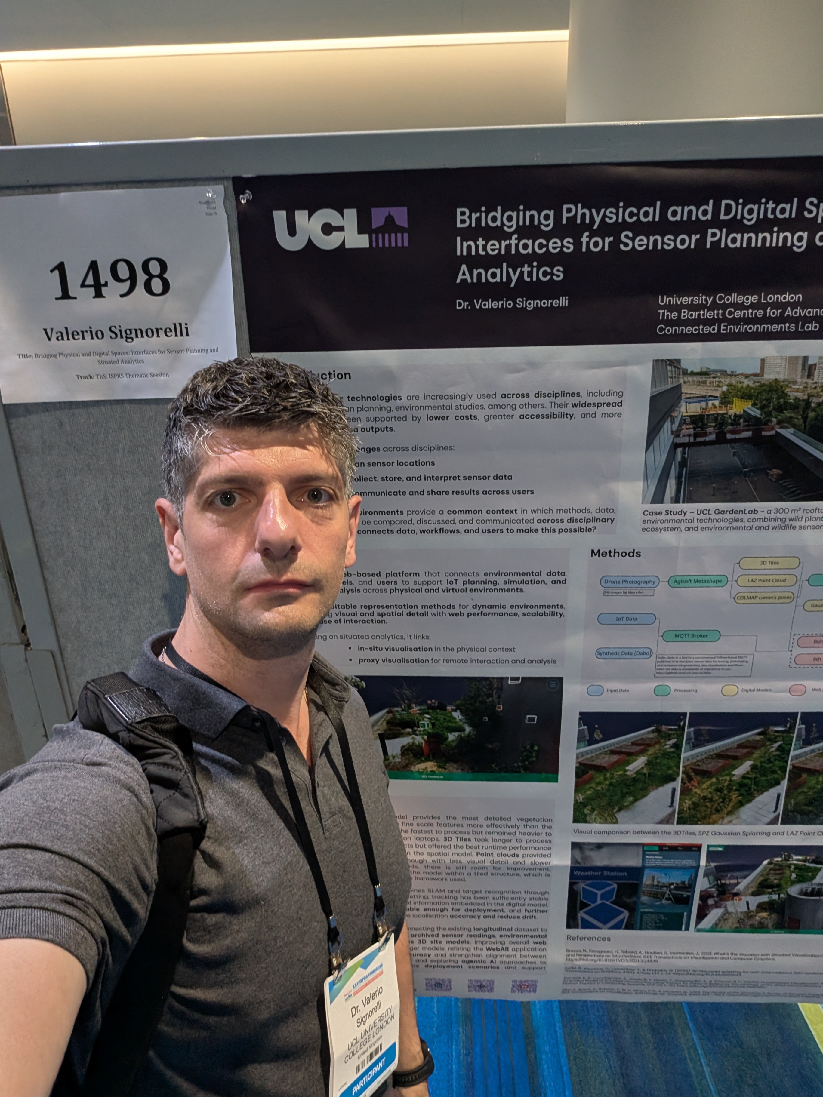 Selfie of Valerio in front of the poster presented at the ISPRS congress